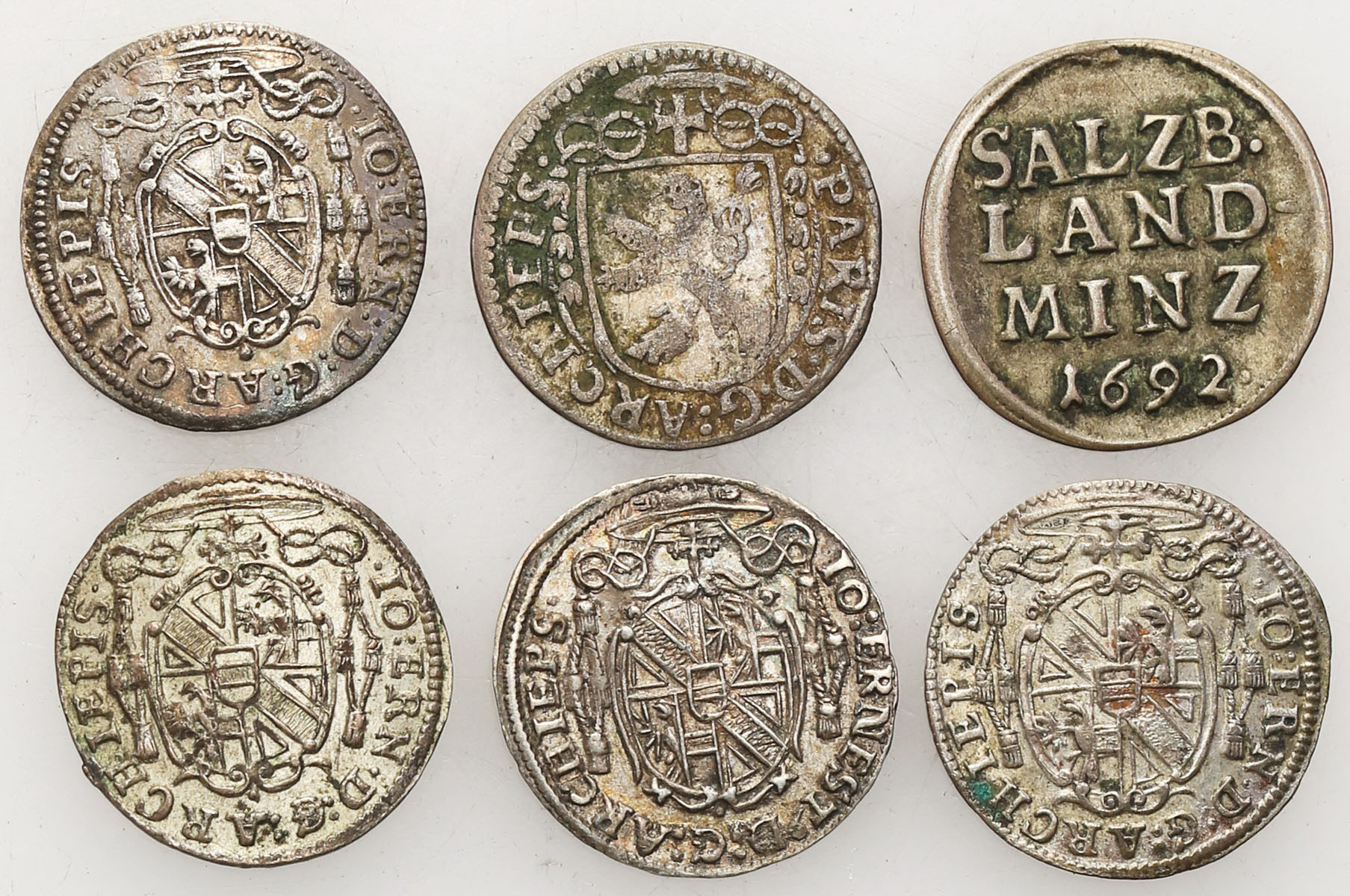Austria, Salzburg. 2 krajcary 1625-1704, Salzburg, zestaw 6 monet